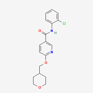 molecular formula C18H19ClN2O3 B2575101 N-(2-chlorophenyl)-6-((tetrahydro-2H-pyran-4-yl)methoxy)nicotinamide CAS No. 2034616-29-8