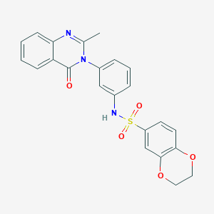molecular formula C23H19N3O5S B2575112 N-(3-(2-methyl-4-oxoquinazolin-3(4H)-yl)phenyl)-2,3-dihydrobenzo[b][1,4]dioxine-6-sulfonamide CAS No. 898455-82-8