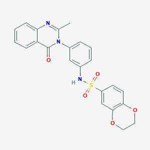 molecular formula C23H19N3O5S B2575112 N-(3-(2-Methyl-4-oxochinazolin-3(4H)-yl)phenyl)-2,3-dihydrobenzo[b][1,4]dioxin-6-sulfonamid CAS No. 898455-82-8