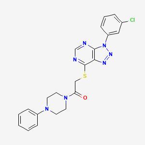 molecular formula C22H20ClN7OS B2575116 2-((3-(3-chlorophenyl)-3H-[1,2,3]triazolo[4,5-d]pyrimidin-7-yl)thio)-1-(4-phenylpiperazin-1-yl)ethanone CAS No. 941906-10-1