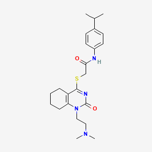 molecular formula C23H32N4O2S B2575126 2-((1-(2-(dimethylamino)ethyl)-2-oxo-1,2,5,6,7,8-hexahydroquinazolin-4-yl)thio)-N-(4-isopropylphenyl)acetamide CAS No. 941920-66-7