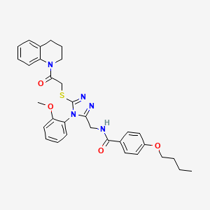 molecular formula C32H35N5O4S B2575131 4-butoxy-N-((5-((2-(3,4-dihydroquinolin-1(2H)-yl)-2-oxoethyl)thio)-4-(2-methoxyphenyl)-4H-1,2,4-triazol-3-yl)methyl)benzamide CAS No. 393875-02-0