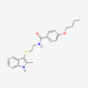 4-butoxy-N-(2-((2-methyl-1H-indol-3-yl)thio)ethyl)benzamide