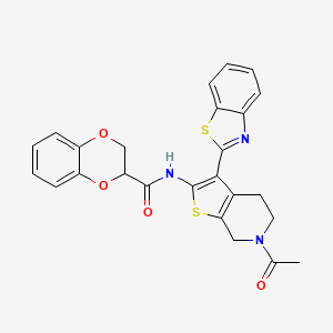 N-(6-acetyl-3-(benzo[d]thiazol-2-yl)-4,5,6,7-tetrahydrothieno[2,3-c]pyridin-2-yl)-2,3-dihydrobenzo[b][1,4]dioxine-2-carboxamide
