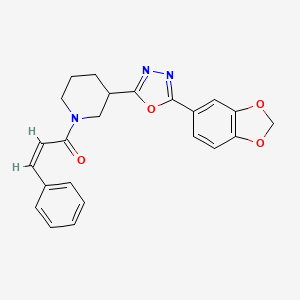 molecular formula C23H21N3O4 B2575145 (Z)-1-(3-(5-(benzo[d][1,3]dioxol-5-yl)-1,3,4-oxadiazol-2-yl)piperidin-1-yl)-3-phenylprop-2-en-1-one CAS No. 1173416-77-7