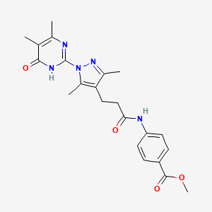 methyl 4-(3-(1-(4,5-dimethyl-6-oxo-1,6-dihydropyrimidin-2-yl)-3,5-dimethyl-1H-pyrazol-4-yl)propanamido)benzoate
