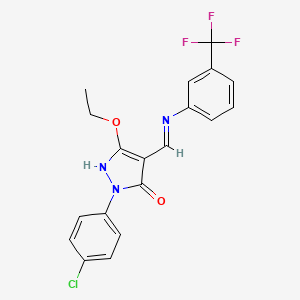 2-(4-chlorophenyl)-5-ethoxy-4-{[3-(trifluoromethyl)anilino]methylene}-2,4-dihydro-3H-pyrazol-3-one
