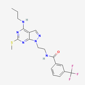 molecular formula C19H21F3N6OS B2575153 N-(2-(6-(methylthio)-4-(propylamino)-1H-pyrazolo[3,4-d]pyrimidin-1-yl)ethyl)-3-(trifluoromethyl)benzamide CAS No. 941985-13-3