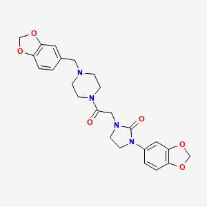 molecular formula C24H26N4O6 B2575157 1-(苯并[d][1,3]二氧杂环-5-基)-3-(2-(4-(苯并[d][1,3]二氧杂环-5-基甲基)哌嗪-1-基)-2-氧代乙基)咪唑烷-2-酮 CAS No. 1327299-44-4