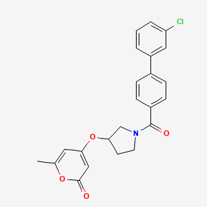 molecular formula C23H20ClNO4 B2575165 4-((1-(3'-chloro-[1,1'-联苯]-4-羰基)吡咯烷-3-基)氧基)-6-甲基-2H-吡喃-2-酮 CAS No. 1795301-15-3