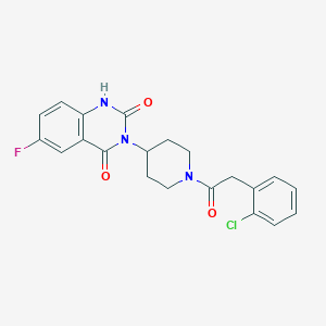 molecular formula C21H19ClFN3O3 B2575169 3-(1-(2-(2-chlorophenyl)acetyl)piperidin-4-yl)-6-fluoroquinazoline-2,4(1H,3H)-dione CAS No. 2034372-29-5