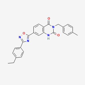 molecular formula C26H22N4O3 B2575171 7-(3-(4-ethylphenyl)-1,2,4-oxadiazol-5-yl)-3-(4-methylbenzyl)quinazoline-2,4(1H,3H)-dione CAS No. 1358695-67-6