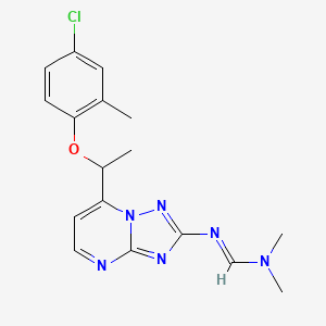 molecular formula C17H19ClN6O B2575172 (E)-N'-{7-[1-(4-氯-2-甲基苯氧基)乙基]-[1,2,4]三唑并[1,5-a]嘧啶-2-基}-N,N-二甲基甲亚胺酰胺 CAS No. 477865-38-6