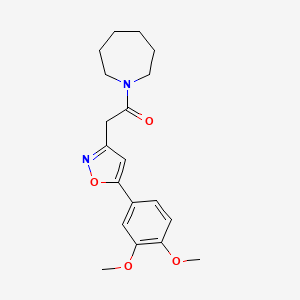 molecular formula C19H24N2O4 B2575173 1-(Azepan-1-yl)-2-(5-(3,4-dimethoxyphenyl)isoxazol-3-yl)ethanone CAS No. 953180-94-4