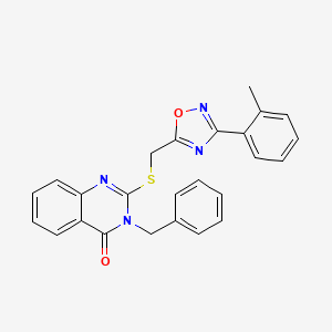 molecular formula C25H20N4O2S B2575174 3-benzyl-2-(((3-(o-tolyl)-1,2,4-oxadiazol-5-yl)methyl)thio)quinazolin-4(3H)-one CAS No. 1295737-17-5