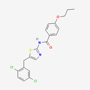 molecular formula C20H18Cl2N2O2S B2575175 N-[5-(2,5-dichlorobenzyl)-1,3-thiazol-2-yl]-4-propoxybenzamide CAS No. 301341-45-7