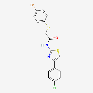 molecular formula C17H12BrClN2OS2 B2575176 2-[(4-溴苯基)硫烷基]-N-[4-(4-氯苯基)-1,3-噻唑-2-基]乙酰胺 CAS No. 338966-02-2