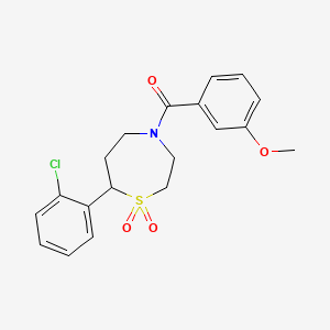 molecular formula C19H20ClNO4S B2575179 (7-(2-Chlorophenyl)-1,1-dioxido-1,4-thiazepan-4-yl)(3-methoxyphenyl)methanone CAS No. 2034530-67-9