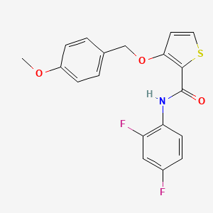 molecular formula C19H15F2NO3S B2575190 N-(2,4-difluorophenyl)-3-[(4-methoxyphenyl)methoxy]thiophene-2-carboxamide CAS No. 339098-34-9