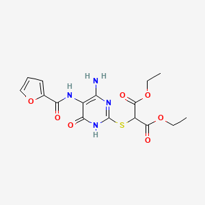 molecular formula C16H18N4O7S B2575192 Diethyl 2-((4-amino-5-(furan-2-carboxamido)-6-oxo-1,6-dihydropyrimidin-2-yl)thio)malonate CAS No. 868226-74-8