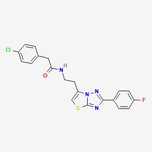 2-(4-chlorophenyl)-N-(2-(2-(4-fluorophenyl)thiazolo[3,2-b][1,2,4]triazol-6-yl)ethyl)acetamide