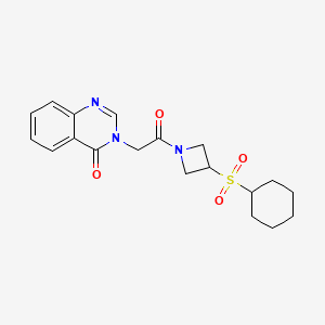 molecular formula C19H23N3O4S B2575226 3-(2-(3-(环己基磺酰基)氮杂环丁-1-基)-2-氧代乙基)喹唑啉-4(3H)-酮 CAS No. 1797343-08-8