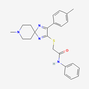2-((8-methyl-3-(p-tolyl)-1,4,8-triazaspiro[4.5]deca-1,3-dien-2-yl)thio)-N-phenylacetamide