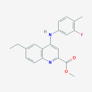 molecular formula C20H19FN2O2 B2575232 6-乙基-4-[(3-氟-4-甲基苯基)氨基]喹啉-2-羧酸甲酯 CAS No. 1207035-27-5