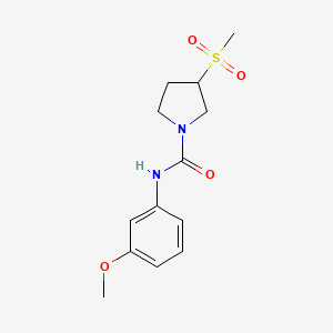 molecular formula C13H18N2O4S B2575233 N-(3-methoxyphenyl)-3-(methylsulfonyl)pyrrolidine-1-carboxamide CAS No. 1705539-30-5