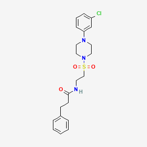 N-(2-((4-(3-chlorophenyl)piperazin-1-yl)sulfonyl)ethyl)-3-phenylpropanamide