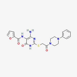 N-(4-amino-6-oxo-2-((2-oxo-2-(4-phenylpiperazin-1-yl)ethyl)thio)-1,6-dihydropyrimidin-5-yl)furan-2-carboxamide
