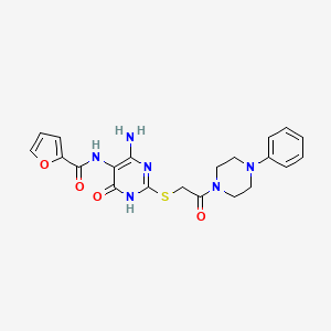 molecular formula C21H22N6O4S B2575264 N-(4-amino-6-oxo-2-((2-oxo-2-(4-phenylpiperazin-1-yl)ethyl)thio)-1,6-dihydropyrimidin-5-yl)furan-2-carboxamide CAS No. 868225-89-2