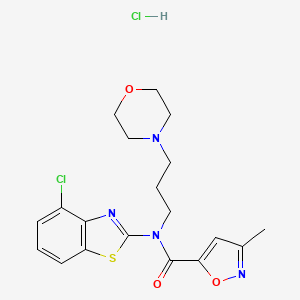 molecular formula C19H22Cl2N4O3S B2575266 N-(4-chlorobenzo[d]thiazol-2-yl)-3-methyl-N-(3-morpholinopropyl)isoxazole-5-carboxamide hydrochloride CAS No. 1215606-37-3