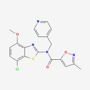 molecular formula C19H15ClN4O3S B2575267 N-(7-氯-4-甲氧基苯并[d]噻唑-2-基)-3-甲基-N-(吡啶-4-基甲基)异恶唑-5-甲酰胺 CAS No. 946317-73-3