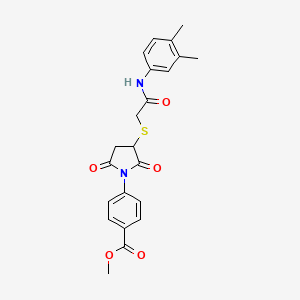 molecular formula C22H22N2O5S B2575276 Methyl 4-[3-[2-(3,4-dimethylanilino)-2-oxoethyl]sulfanyl-2,5-dioxopyrrolidin-1-yl]benzoate CAS No. 714262-68-7