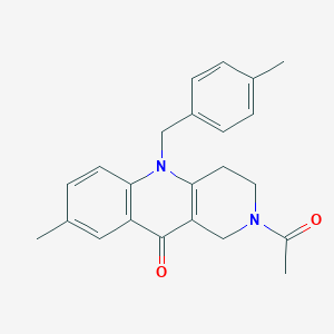 molecular formula C23H24N2O2 B2575279 2-acetyl-8-methyl-5-[(4-methylphenyl)methyl]-1H,2H,3H,4H,5H,10H-benzo[b]1,6-naphthyridin-10-one CAS No. 2309588-34-7