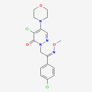 molecular formula C17H18Cl2N4O3 B2575283 4-氯-2-[2-(4-氯苯基)-2-(甲氧基亚氨基)乙基]-5-吗啉代-3(2H)-吡哒嗪酮 CAS No. 477855-93-9