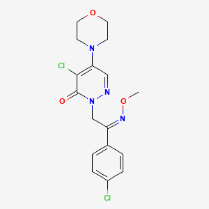 molecular formula C17H18Cl2N4O3 B2575283 4-Chlor-2-[(2Z)-2-(4-Chlorphenyl)-2-methoxyiminoethyl]-5-morpholin-4-ylpyridazin-3-on CAS No. 477855-93-9