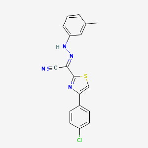 molecular formula C18H13ClN4S B2575289 (2E)-4-(4-氯苯基)-N-(3-甲基苯胺基)-1,3-噻唑-2-甲酰胺腈 CAS No. 477188-29-7