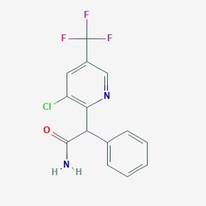 molecular formula C14H10ClF3N2O B2575296 2-[3-氯-5-(三氟甲基)-2-吡啶基]-2-苯基乙酰胺 CAS No. 338406-87-4