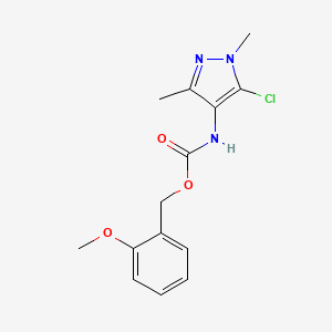 molecular formula C14H16ClN3O3 B2575306 2-methoxybenzyl N-(5-chloro-1,3-dimethyl-1H-pyrazol-4-yl)carbamate CAS No. 956262-44-5