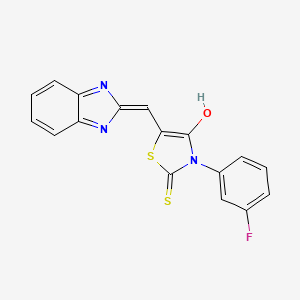 molecular formula C17H10FN3OS2 B2575309 (Z)-5-((1H-苯并[d]咪唑-2-基)亚甲基)-3-(3-氟苯基)-2-硫代噻唑烷-4-酮 CAS No. 854002-71-4