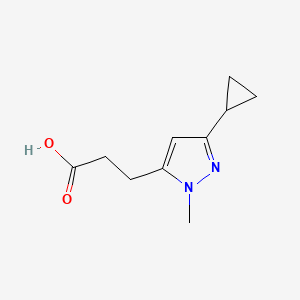 molecular formula C10H14N2O2 B2575329 3-(5-Cyclopropyl-2-methylpyrazol-3-yl)propanoic acid CAS No. 1556132-00-3