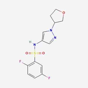 molecular formula C13H13F2N3O3S B2575334 2,5-二氟-N-(1-(四氢呋喃-3-基)-1H-吡唑-4-基)苯磺酰胺 CAS No. 1797158-89-4