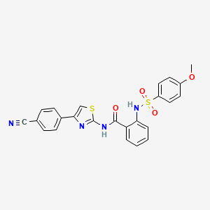molecular formula C24H18N4O4S2 B2575344 N-(4-(4-氰基苯基)噻唑-2-基)-2-(4-甲氧基苯基磺酰胺)苯甲酰胺 CAS No. 898421-57-3