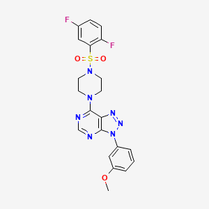 molecular formula C21H19F2N7O3S B2575368 7-(4-((2,5-difluorophenyl)sulfonyl)piperazin-1-yl)-3-(3-methoxyphenyl)-3H-[1,2,3]triazolo[4,5-d]pyrimidine CAS No. 1005307-39-0