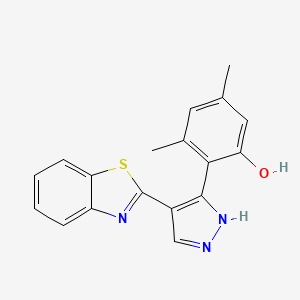 molecular formula C18H15N3OS B2575372 2-(4-(苯并[d]噻唑-2-基)-1H-吡唑-3-基)-3,5-二甲酚 CAS No. 510766-52-6