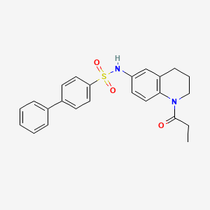 molecular formula C24H24N2O3S B2575375 N-(1-propionyl-1,2,3,4-tetrahydroquinolin-6-yl)-[1,1'-biphenyl]-4-sulfonamide CAS No. 941949-62-8