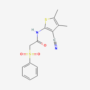 2-(benzenesulfonyl)-N-(3-cyano-4,5-dimethylthiophen-2-yl)acetamide