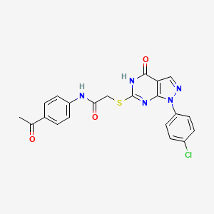 molecular formula C21H16ClN5O3S B2575378 N-(4-乙酰基苯基)-2-((1-(4-氯苯基)-4-氧代-4,5-二氢-1H-吡唑并[3,4-d]嘧啶-6-基)硫代)乙酰胺 CAS No. 946365-98-6